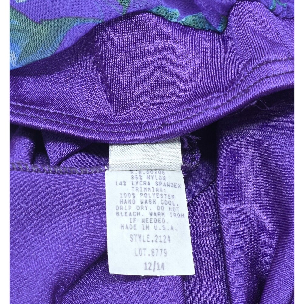 Body Wrappers VTG Royal Purple Chiffon Ruffle Lycra Unitard Biketard Kids 12/14 - Picture 8 of 12